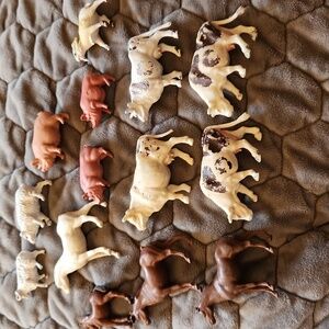 Set of 14 antique plastic farm animals
